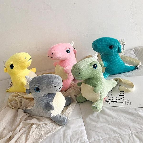 

cartoon dinosaur plush crossbody bag children cute cartoon small shoulder bag fashion messenger bags #20