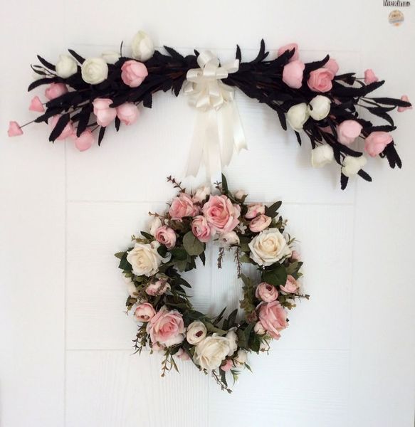

handmade wreath simulation flower door trim wedding/party/home decoration artificial rose garland hanging door wreath