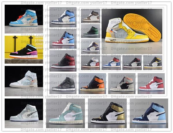 

2020 new basketball shoes jumpman 1 og 1s high pine green black court purple royal bred toe nc obsidian unc game designer sneakers trainers