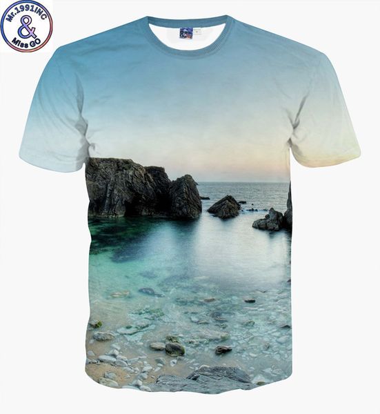 

мужской дизайнер ветер морской пейзаж пейзаж живопись шаблон цифровой печати с коротким рукавом мужчины и женщины творческий случайный кругл, White;black