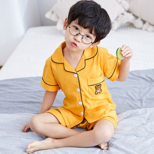 

new summer children pajama sets cute cartoon girls clothing sets baby boys sleepwear pajamas set t-shirt+pants kids sleepwear, Blue;red