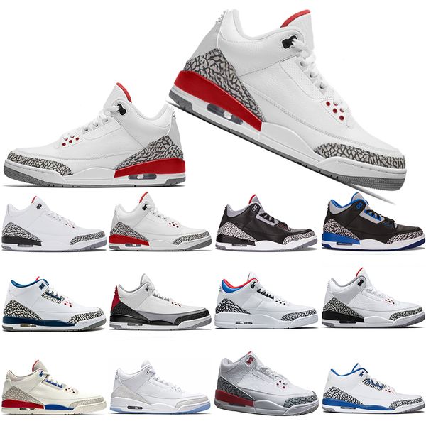 

new arrival men basketball shoes 3 3s seoul katrina mocha charity game pure white infrared fly black designer sneakers trainers elecar, White;red