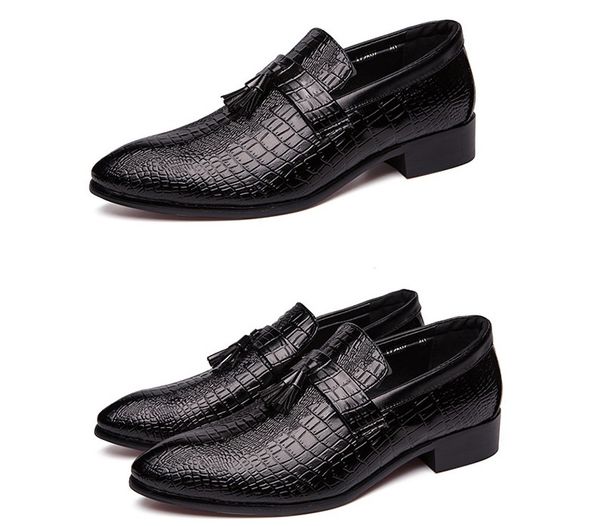 

men's fashion tassel soft moccasins mens dress shoes genuine leather casual loafers outdoor driving flats shoes, Black