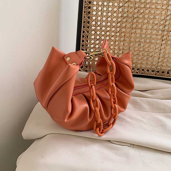 

half moon thick chain design pu leather crossbody bags for women 2020 small messenger shoulder bag female personality hand bag