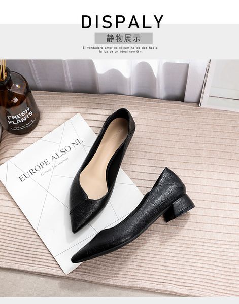 

fu single shoes womens 2019 new summer work shoes womens professional huidong pointed thick heel soft back bag, Black