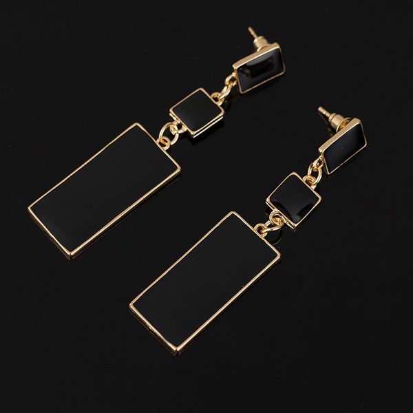

originality personality alloy roast paint rectangle ear nail earrings, Golden