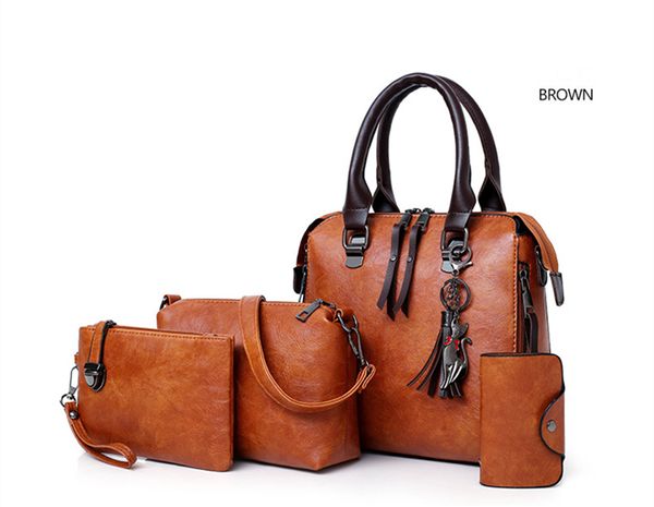 

pu leather shoulder messenger tote bag bolsa 4pcs/set women composite bag ladies handbag female set