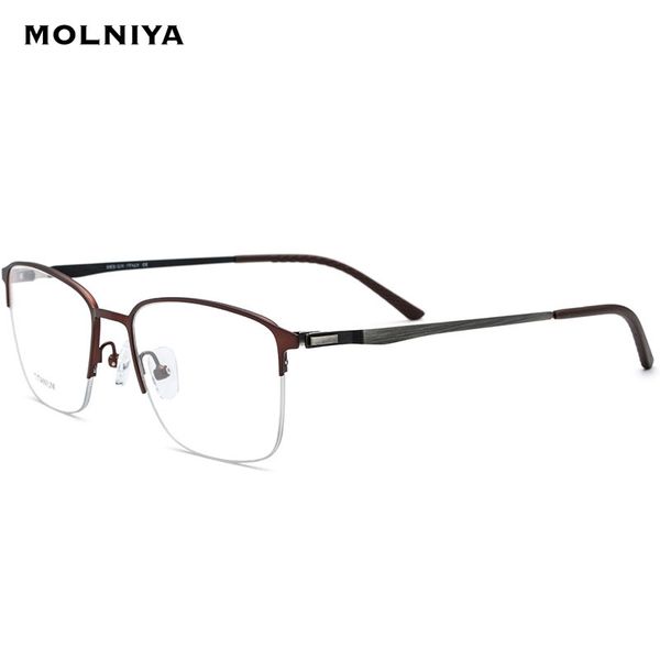 

business classic mens titanium alloy half glasses frames myopia optical frame ultra-light titanium men eyeglasses frame, Silver