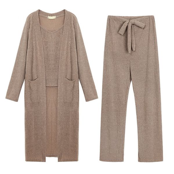 

Fashion Casual Tracksuit Women 3 Pieces Set Knitted Pullover Sweaters Tops Deep V -Neck Long Sleeve Sweatshirt Pants WomenS Sets Female