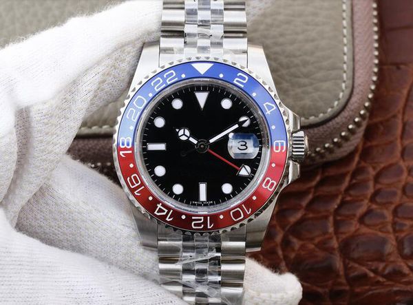 

watch 40mm gmt 126710 blro 126710blro pepsi red blue bezel asia 2813 movement automatic mens watch watches, Slivery;brown