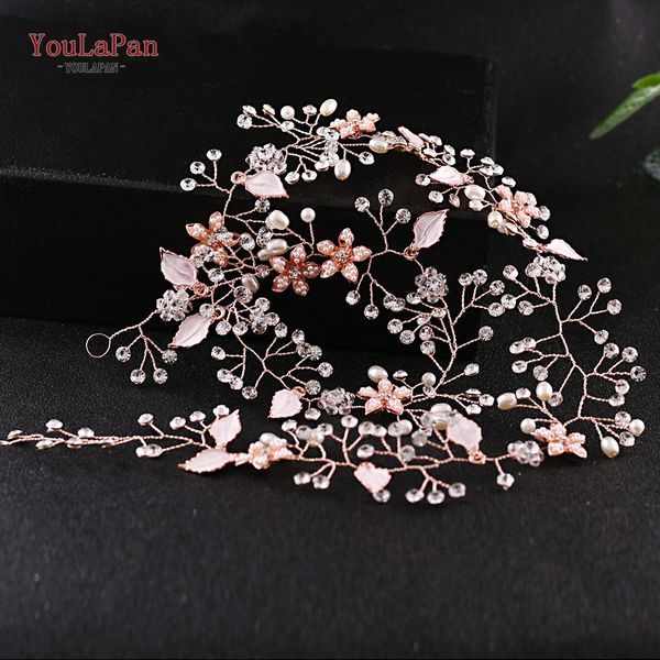 

youlapan hp268 rose gold hair pins for wedding rose gold wedding hair accessories leaf flowers headbands for bride
