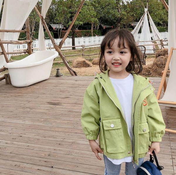 

2020 new arrival girls hooded coat spring cotton full sleeve fashion girls jacket 2-7 years py606, Blue;gray