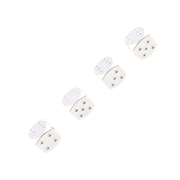 

4pcs dice shape tyre valve covers caps stems for car bike truck motorcycle silver