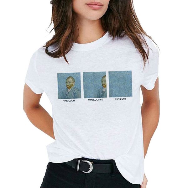 

designer shirt women clothing van gogh oil art women t shirt print t shirt female casual new streetwear tshirt femme 2019, White