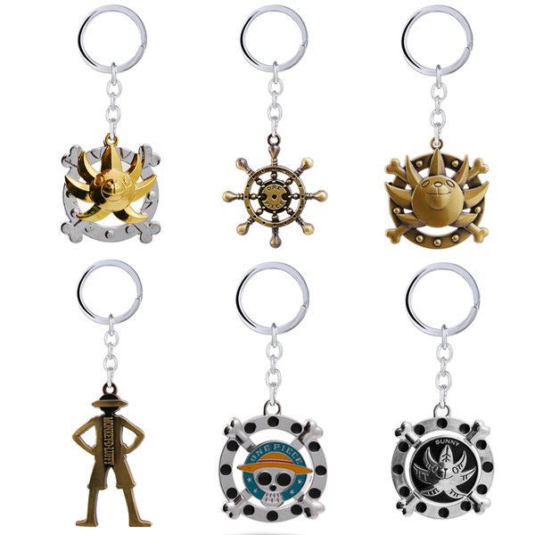 

one piece keychains metal pendant key chain charm luffy zoro sanji nami keyring anime chaveiro cosplay jewelry gift for men, Silver