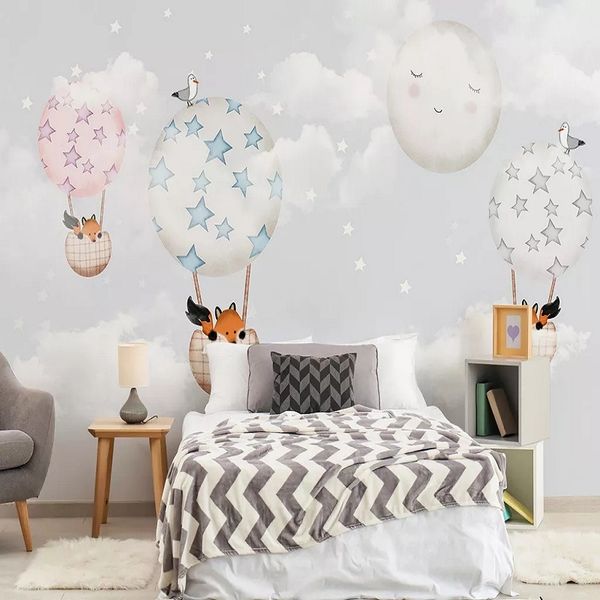 

new custom large mural 3d wallpaper stars moon hydrogen balloon children's bedroom mural tv back wall decor deep 5d embossed