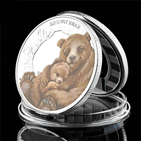 

Challenge Coin Fine 1/2 999 Silver 2014 Tuvalu Animal Brown Bear Commemorative Coin Elizabeth II Silver Plated Coin