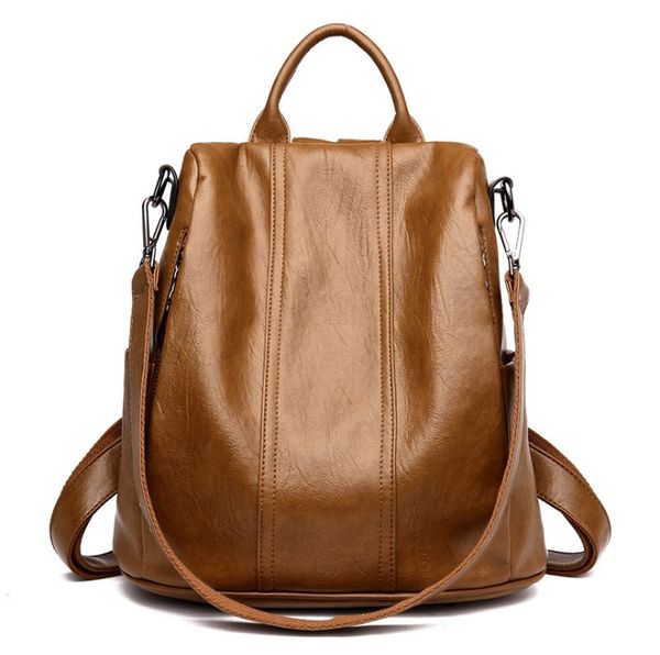 

women leather backpack waterproof back pack large capacity school bags for teenage girls anti-theft travel backpack