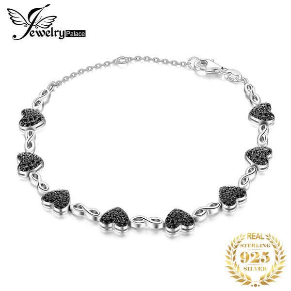 

jewelrypalace heart natural black spinel 925 sterling silver bracelet gemstones bracelets for women silver 925 jewelry making