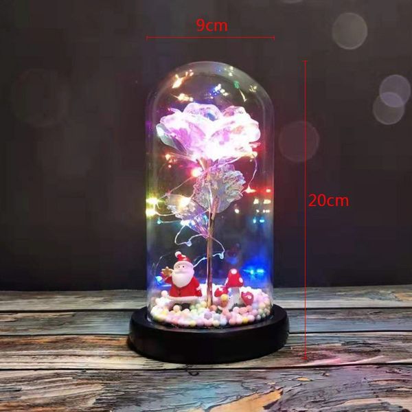 

new home decor 24k foil gold rose in a glass dome led light for wedding valentine's day christmas halloween decorations 20*9cm