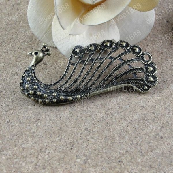 Vintage Estilo Esmalte Bronce Pavo Real Ave encanto pendientes