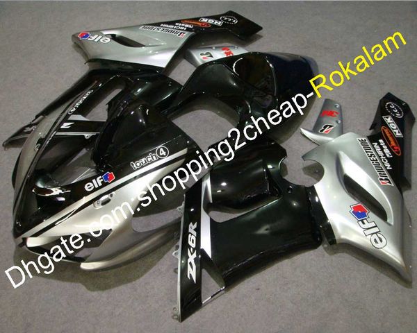 

zx-6r 05 06 fashion fairing for kawasaki 636 2005 2006 zx6r zx 6r black silver fairings set (injection molding)
