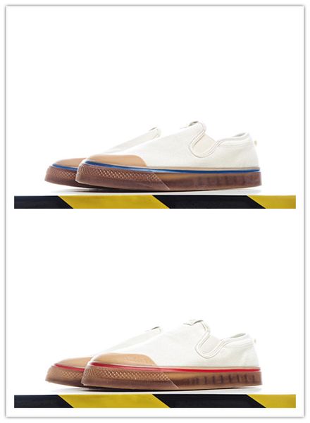 

nizza canvas casual shoes 2019 beige red blue calf slip-on casuals one foot kick mens women fashion luxury shoes, Black