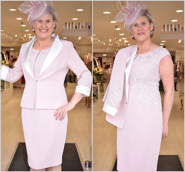 

pink 2019 mother of the bride dresses with jacket lace plus size wedding guest dress custom made women wear evening gowns, Black;red