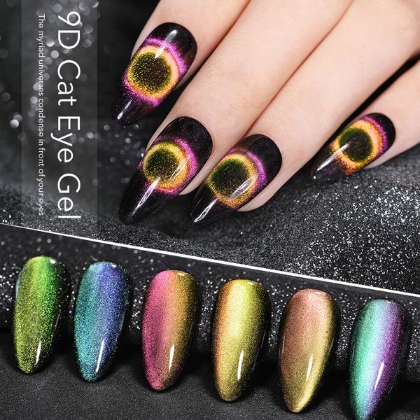 

gelike 9d magnetic cat eye uv led gel nail polish colorful shining galaxy cat eye gel lacquer soak off uv varnish nail art, Red;pink