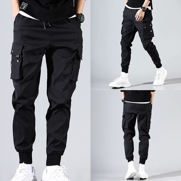 

men's new style splicing disassemblable pants and two-piece overall fashion pant overalls men cargo pants mens fashions, Black