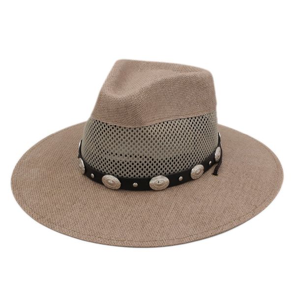 

panama jazz gentleman hats paper straw chapeau big wide brim caps with mesh summer beach party outdoor street sunhat, Blue;gray