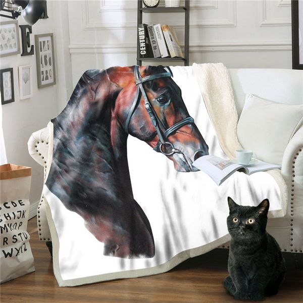

blanket horse mantas para sofa decorativa throw blanket fleece deken frazadas de cama de invierno blankets drop shipping