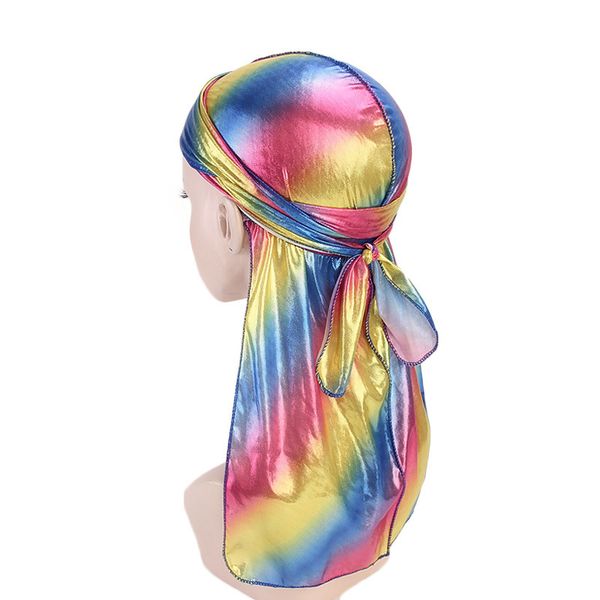

xyy silk durag head cap long tails colorful pirate cap muslim caps glitter men head tuban 6 colors
