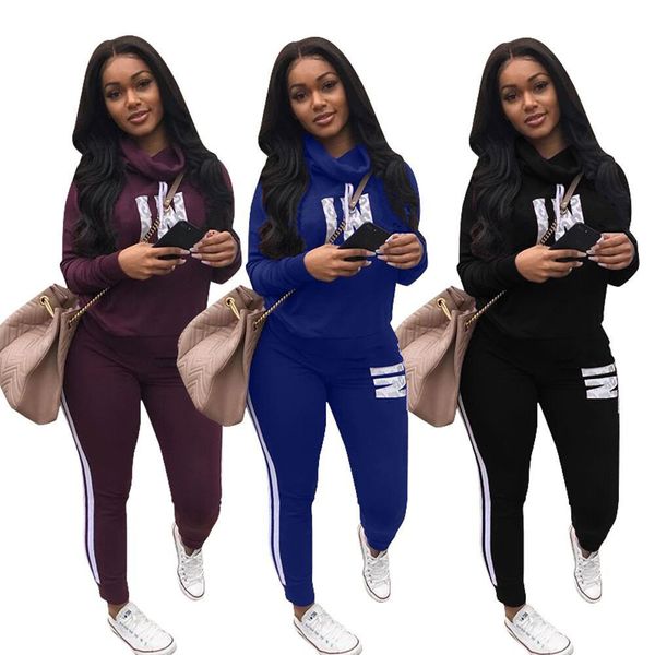 

Whole ale 2018 new tyle pure color letter print lady weat uit fa hion breathability women 2 piece outfit per onality women track uit