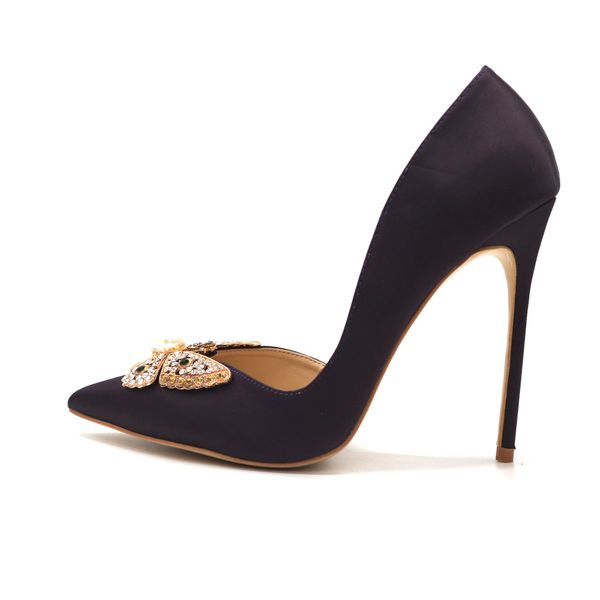 

designer fashion women stilettos black satin bow pearls buckle high heels pumps women shoes vintage style