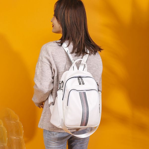 

new-simple ribbon backpack waterproof bag college style youth student school bag travel backpack girl large capacity