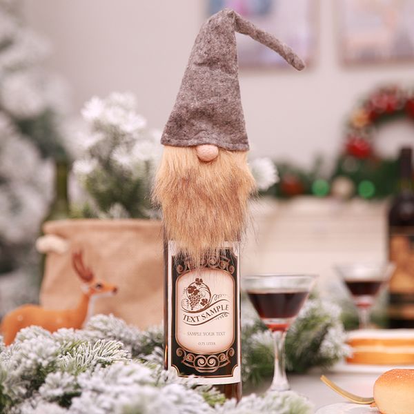 

table dinner decors bottle covers merry christmas santa claus long hat gnome wine bottle cap decor kitchen supplies