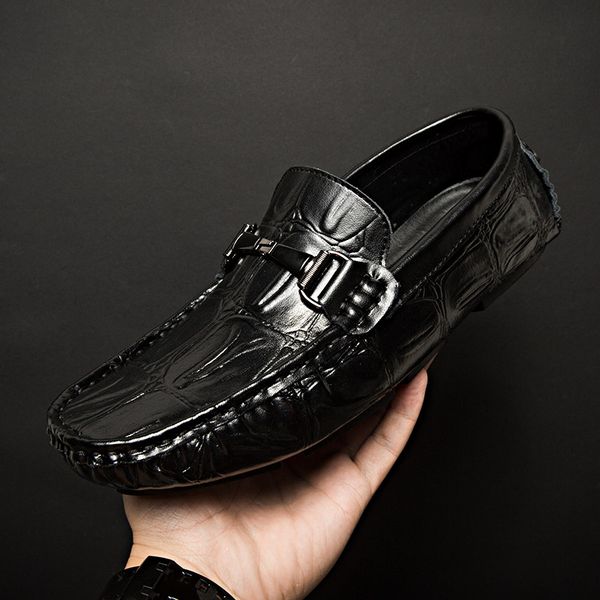 

slip on shoes men loafers man moccasins 2019 autumn winter men casual shoes youth car driving breathable flats footwear, Black