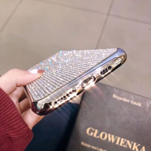 

full side for iphone xr diamond case soft tpu rhinestone case electro plated diamond rhinestone cover