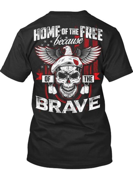 

home of the because of the brave new men's tee, flag eagle patriot summer style tee shirt, White;black