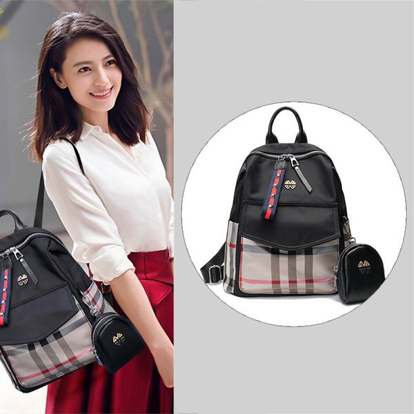 

ткань оксфорд оба плечи пакет женщина 2019 джокер емкость нейлон распределение натуральная кожа водонепроницаемый рюкзак luxury lady bag