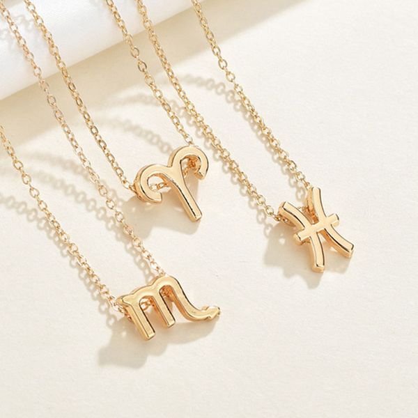 

kolye collares 12 for constellation necklace couple small pure and fresh clavicle chain fashion genglian female personality, Silver