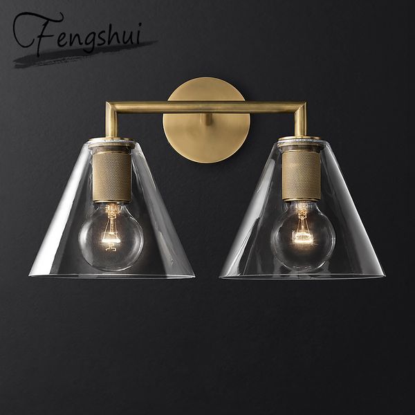 

nordic iron glass led wall lamps indoor decor cone sconces light fixture living room bedroom bedside corridor design wall light