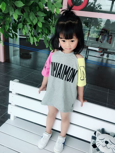 

2018 new summer item girl leisure dress two colors, Blue