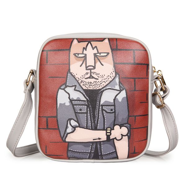 

cartoon doodle mobile phone bag shoulder messenger bag cat animal graffiti printed shoulder high capacity printing
