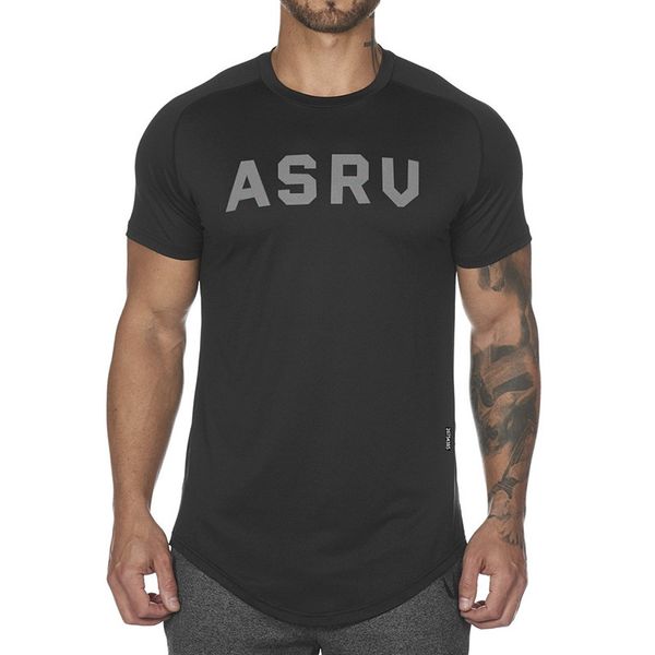 

2019 new men's summer round neck solid quick-drying sports fitness t shirt asru print short-sleeved male t-shirt, White;black