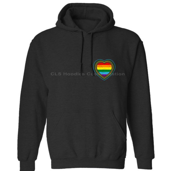

threadrock men's gay pride rainbow heart,lesbian lgbt mens neutral (womens) winter hoodies sweatshirts ing, Black
