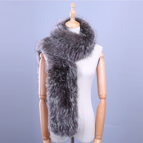 

2017 winter new arrival women's men's genuine silver fur hand knitted long warm fashion scarf scarves wraps mufflers, Blue;gray