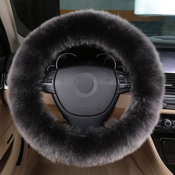 

car sheep wool steering wheel cover warm winter long hair austrilia sheep wool real universal fit for 35-42cm wheels d shape