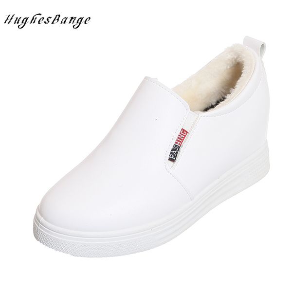 

shoes woman comfortable increased casual shoes fall 2019 new plus velvet for all comfort little white slip-on one pedal wild, Black
